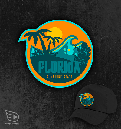 Florida patch chipdavid dogwings florida logo palms patch vector waves