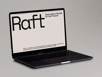 Website: RAFT – Speculative Design Models for Future Ecologies black and white clean layout conceptual design culture design exploration digital platform ecology future models infrastructure innovation interface landing page minimal design modern typography research platform speculative design strategy sustainability user experience website