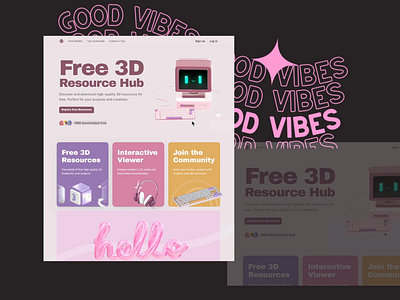 Free 3d resource Hub web 3d 3d resource animation creative design cute motion graphics pink trend ui uiux web website