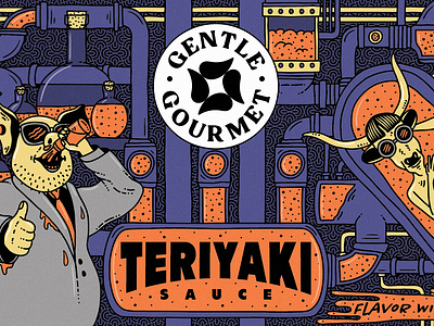 Gentle Gourmet - Teriyaki Sauce label cooking flavor food label gourmet illustration label design marinade sauce teriyaki