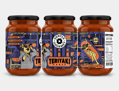 Gentle Gourmet - Teriyaki Sauce jar label cooking flavor food label gourmet jar label jar mockup sauce teriyaki