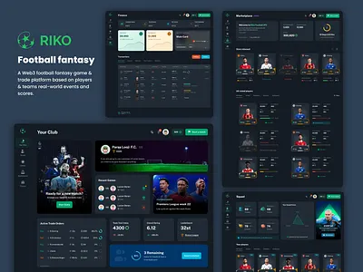 Rico football project dashboard desgin football game platform ui web3 design website design