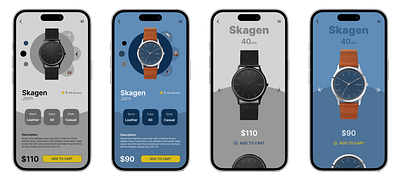 Minimalist Watch Store App – UI Practice animation design interaction design product design skagen ui ui design ui practise uiux user interface design ux