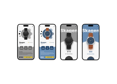 Minimalist Watch Store App – UI Practice design ecommerce interaction design luxury minimal minimal design minimal watch app online shop product design skagen ui ui design ui practise uiux user interface design ux watch watch app watch store