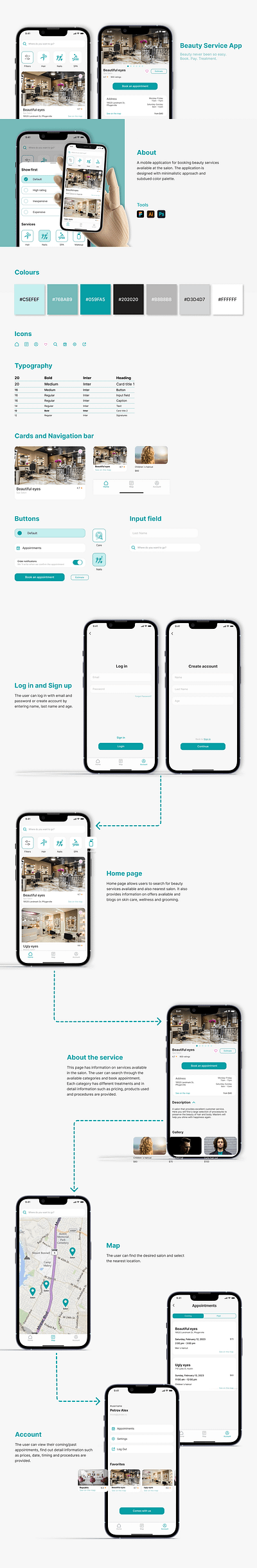 Ux/Ui Beauty Service App app branding design graphic design logo ui ux