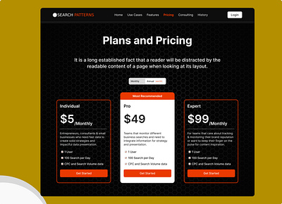 Search Pattern Website Redesign – Pricing Page 💰✨ pricing page ui ux web design