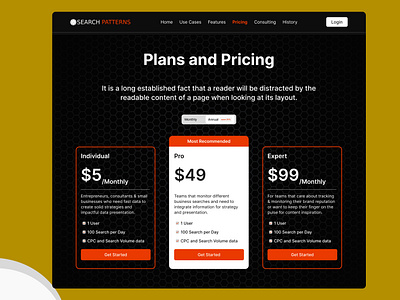 Search Pattern Website Redesign – Pricing Page 💰✨ pricing page ui ux web design