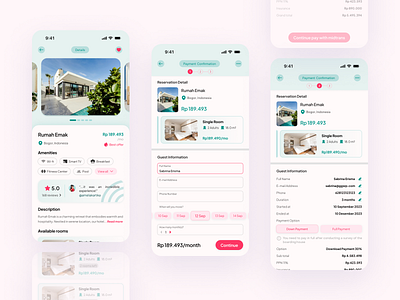 Boarding House Reservation / Booking Dummy booking ui booking ui design design mobile app reservation pastel ui pastel ui design pink reservation reservation ui design turquoise ui ui mobile apps user interface user interface design user interface mobile app user interface reservation user interface turquoise