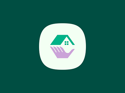 Logo for a Non-Profit Helping the Homeless brand branding green logo hand hand design hand logo home homeless house house logo logo logo design non profit non profit branding non profit logo purple logo realtor logo simple logo