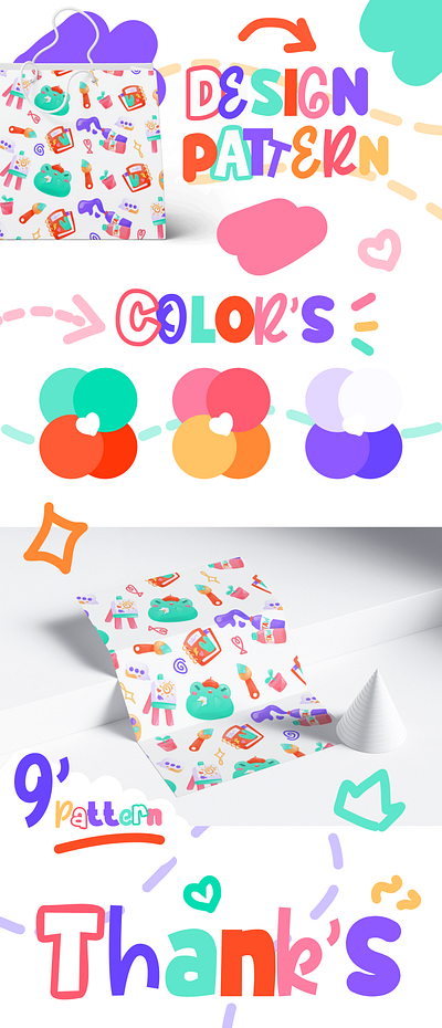 Design Pattern - Frogy artist> art figma frog fun graphic design mockup neon pattern