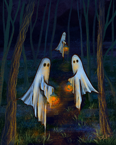 Forest ghosts book illustration character design children illustration digital art digital painting drawing forest art forest drawing forest ghost forest spirits ghost drawing ghost illustration ill illustration mystery illustration phantasy illustration spirit