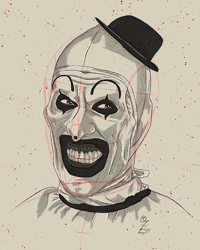 Terrifier Drawing Sketch Study by Oz Galeano art arte boceto design dibujo digitalart drawing fanart horror illustration movie ozgaleano portrait retrato sketch terrifier