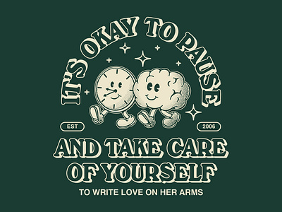 It's Okay to Pause apparel apparel design brain illustration lettering mental health