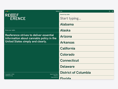 Live View of the Web App for Reeference.org cannabis design system guide reference ui ux web app