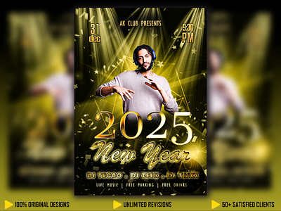 New Year Party Poster Design adobe photoshop design fiverrfreelancer graphic design graphic design services new year new year banner new year celebration new year design new year party new year party poster poster design typography