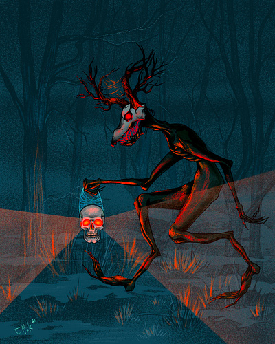 Wendigo book illustration canada folklore character design creature design dark creature dark forest dark illustration dark srt digital art digital drawing digital painting drawing fantasy illustration folklore illustration illy procreate wendigo wendigo drawing wendigo illustration