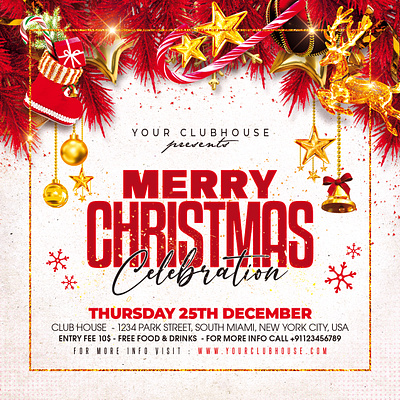 Christmas Flyer branding christmas christmas eve christmas party christmas tree christmas week club club flyer event flyer design flyer template holiday instagram logo merry christmas merry xmas santa claus winter party xmas party xmas tree