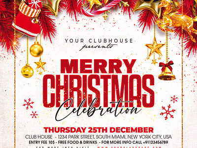 Christmas Flyer branding christmas christmas eve christmas party christmas tree christmas week club club flyer event flyer design flyer template holiday instagram logo merry christmas merry xmas santa claus winter party xmas party xmas tree