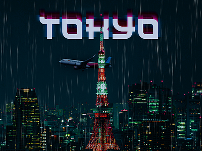 Tokyo Skyline. graphic design image manipulation nighttime photography plane rain skyline tokyo