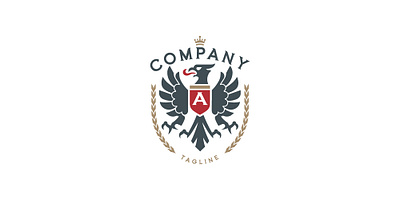 Eagle shield logo animal bird brand identity branding eagle graphic design heraldry heraldry logo identity illustration initial logo logos protection shield vector wings
