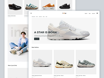 InfiXP - Landing Page for InfiXP Shoes activity wear clean ui e commerce fashion retail shoes ui visual design webpage website xp