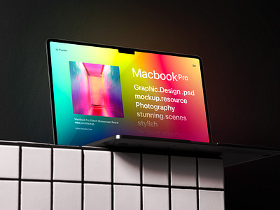 Free MacBook Pro Psd Scene Showcase Display branding mockup computer mockup laptop mockup macbook mockup screen mockup