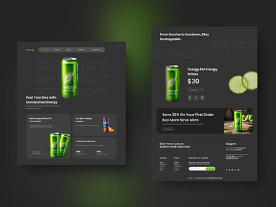 Energy Drink Website Landing Page Design energy drink website landing page design ui ux web design website ui