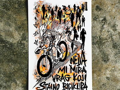 Devil who run out from the hell of the monotony on a bicycle art bike branding cartoonish color commission content design fire graphic design illustration logo meaning people print speed sport vector work