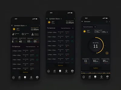 Till Optimiser - RMS Mobile App app b2b b2c dark ui dashboard efficiancy mobile application pms pos retail rms store app tracker ui ux