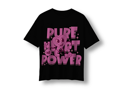 Pure heart power mascot t-shirt design cute funny t shirt graphic design illustration mascot product design t shirt design typography vector