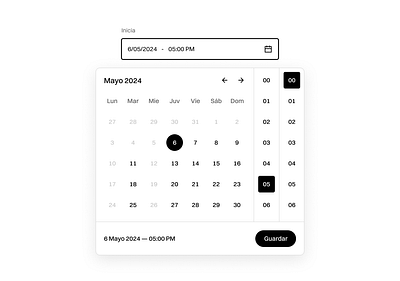 Unbo - Calendar calendar component dates inputs minimal ui react react component save simple ui time ui