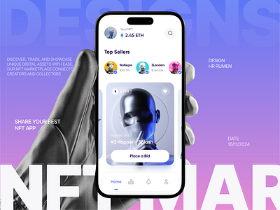 NFT Marketplace Mobile App app app application app design application design eth hr rumen minimal mobile app nft nft app nft app design nft market nft marketplace nft markte place nft mobile app nft mobile app design nft platform ui ux