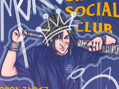 Cloud Strife - Final Fantasy VII X ASSC branding cloud design digital illustration final fantasy game graffiti graffiti art graphic design illustration illustrator street street style streetwear streetwear gaming typography urban vector vector art video game