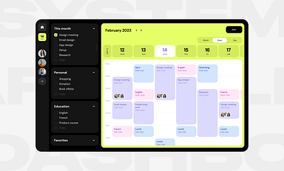 System dashboard calendar dashboard inspiration managment trendy design