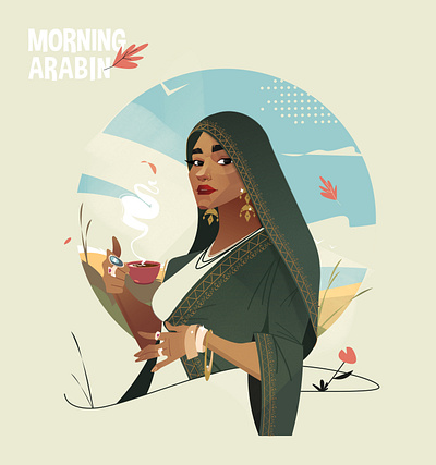 MORNING ARABIN arabin art coffe design fashon graphic design illustration ksa sky ui vector women