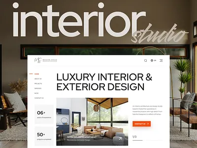 Architecture & Interior Design Studio — UX/UI Design about us architecture clean design creative design design design studio homepage interior landing page layout luxury modern design orange reviews services sophisticated ui ui design ux website