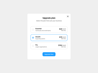 Upgrade plan billed yearly choose plan component figma light mode modal monthly pricing plan pro product design select plan subscription ui upgrade now upgrade plan user interface ux