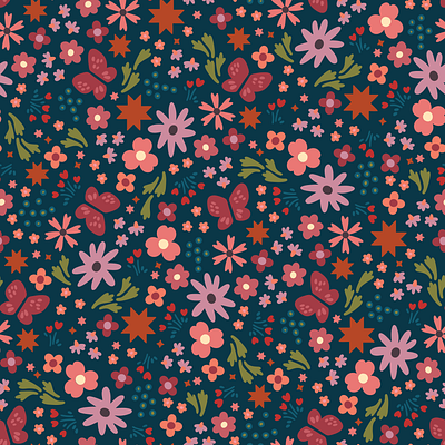 Midnight Garden Floral Surface Design Pattern floral flowers illustration pattern repeat pattern sage sagebrush surface design wildflowers