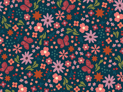 Midnight Garden Floral Surface Design Pattern floral flowers illustration pattern repeat pattern sage sagebrush surface design wildflowers