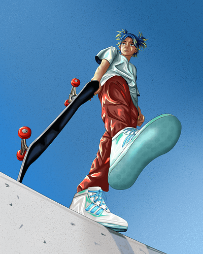 valorant neon skater study 2 anime design first person shooter fps graphic design illustration manga neon skateboard skating sketch valorant valorant neon video games