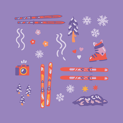 Advice for Girls Ski Film Merchandise Icons icons illustration merchandise design outdoor industry pattern ski film skiing surface design