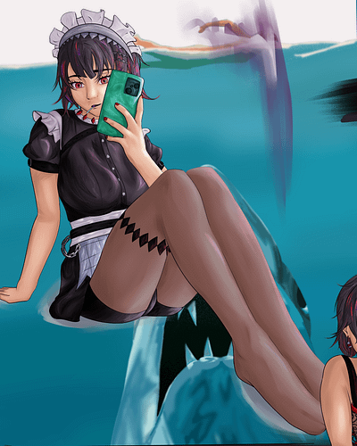 zenless zone zero ellen joe nsfw 18 + zoomed in close up version anime design ellen joe girl graphic design illustration lingerie manga nsfw shark girl sketch underwear zenless zone zero