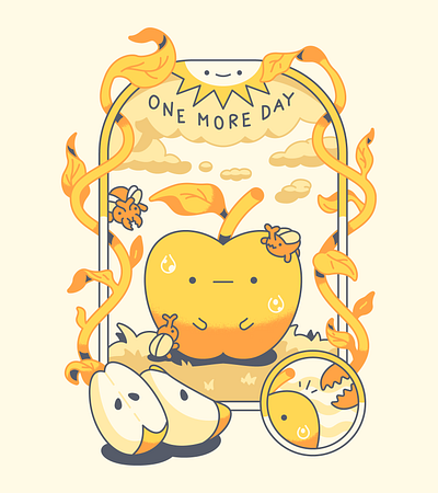 One More Day apple bug character cute effort fuuny illustration kawaii life nature vector