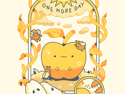 One More Day apple bug character cute effort fuuny illustration kawaii life nature vector