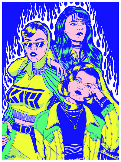 The Muses comic art comic style contemporary art creative illustration digital illustration fashion illustration graphic art graphic poster graphic style illustration illustration art illustrator poster art screen printing design street art style urban illustration