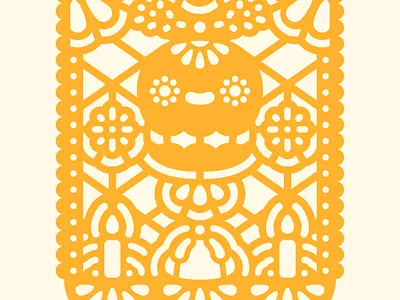 Papel picado cute day of the dead dia de muertos flower illustration kawaii marigold mexican mexico skull tradition