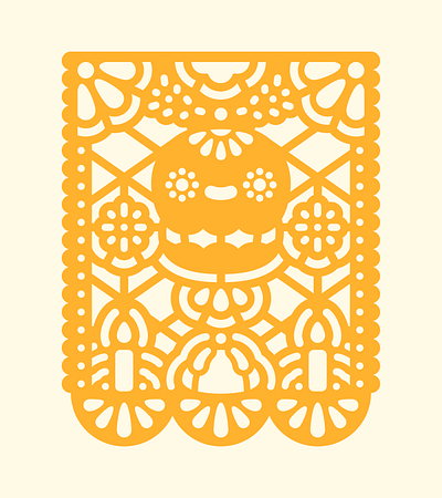 Papel picado cute day of the dead dia de muertos flower illustration kawaii marigold mexican mexico skull tradition