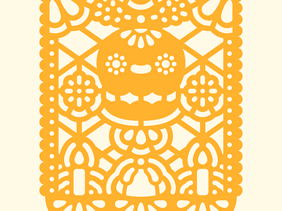 Papel picado cute day of the dead dia de muertos flower illustration kawaii marigold mexican mexico skull tradition