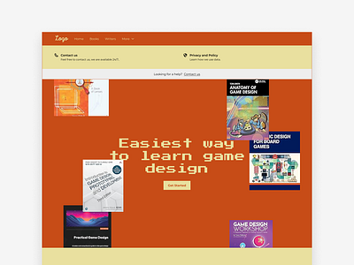 Orange Retro landing page game design bookstore bookstore landing page orange retro web design