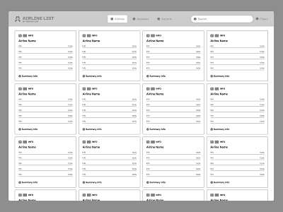 Airline List (Desktop Screens) aero industry aeroplanes airline airplanes airports blue bright yellow dark blue database filters flight info freelancers indie hacker info cards nomads service solo founder travel industry travelers ui design